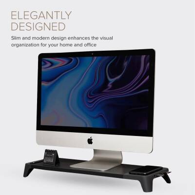 EYES 8 BLACK- Hızlı Wireless Şarj Hazneli - USB SD Kart HUB Çoklayıcılı Monitör Stand - 3